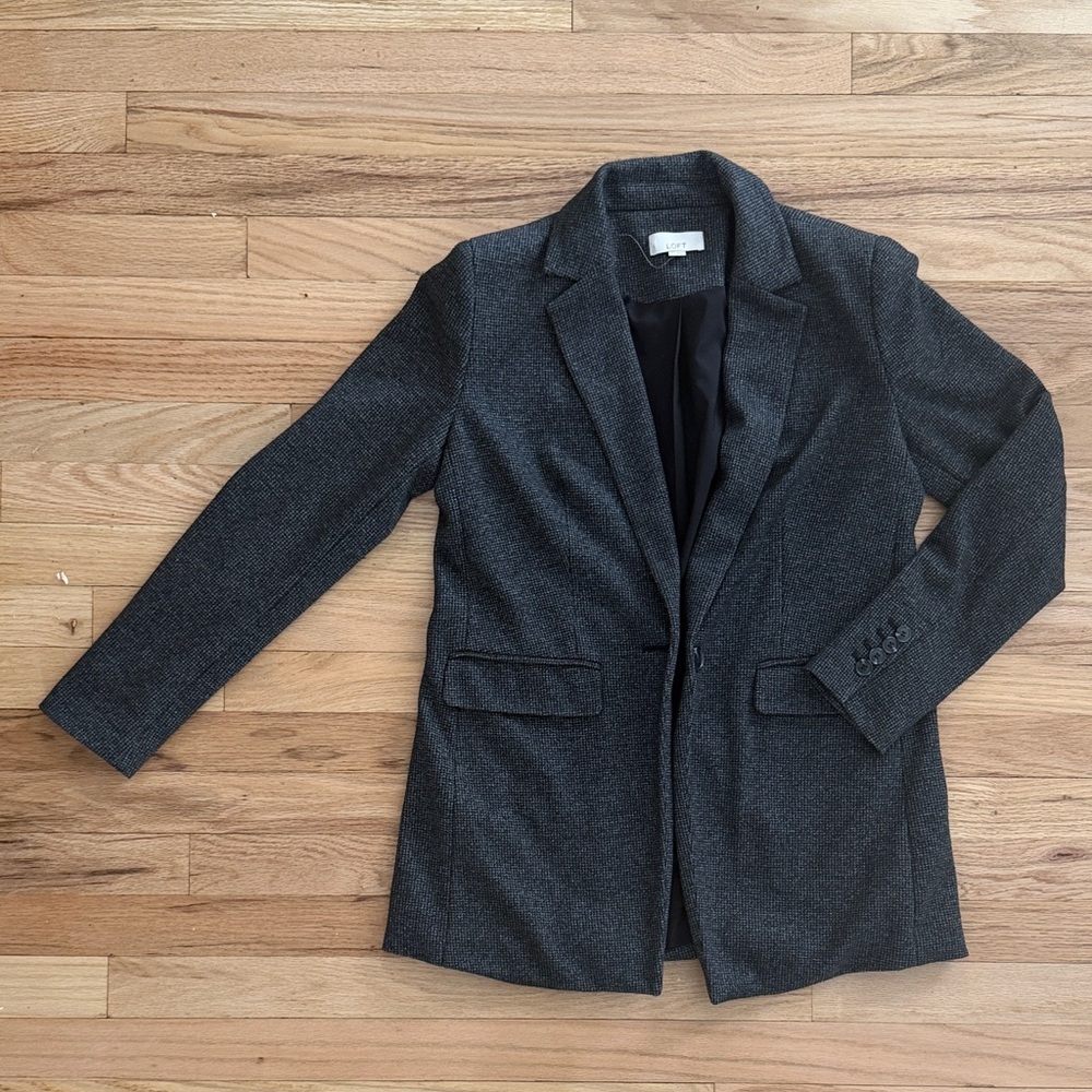 LOFT Charcoal Blazer with shoulder padding